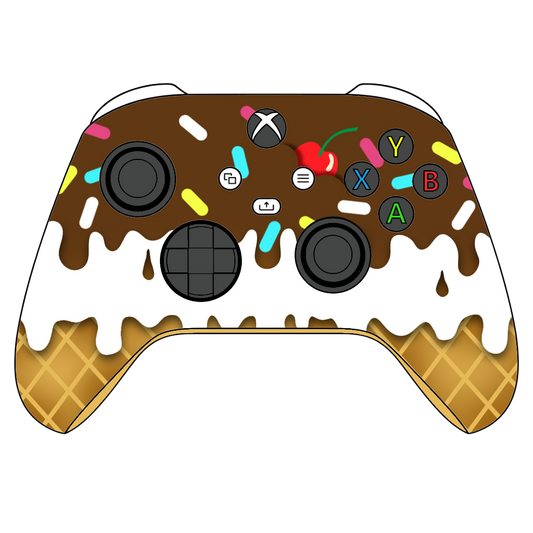 Custom airbrush Controller Microsoft Xbox Series X - Xbox One S - Sundae Ice Cream Cone Cherry Sprinkles