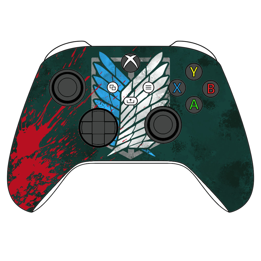 Custom Airbrush Controller Microsoft Xbox Series X - Xbox One S - Anime Attack On Titan Scouting Legion