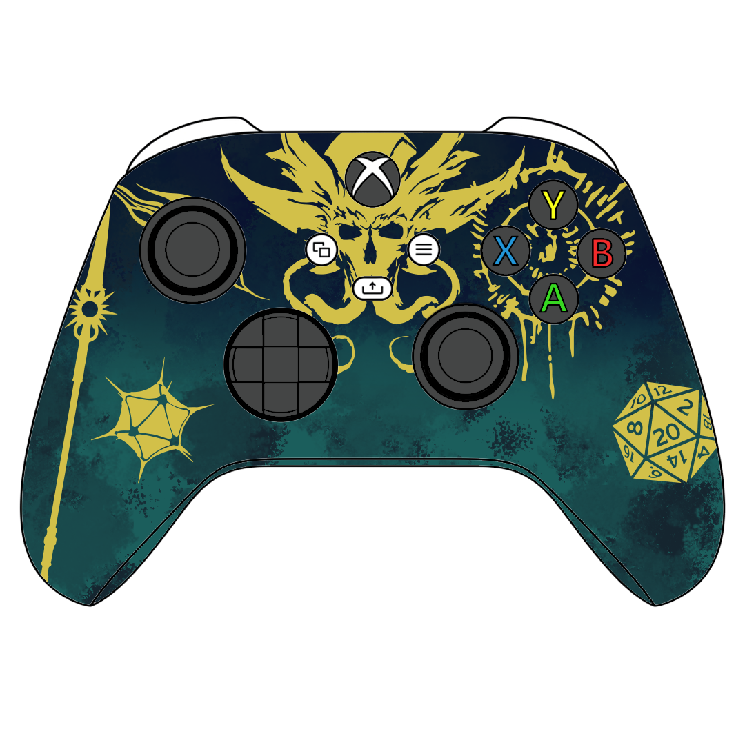 Custom Controller Microsoft Xbox Series X - Xbox One S - Baulders Gate Three Underdark Tyrant Teal Green BG3 D&D DnD Dungeons Dragons 