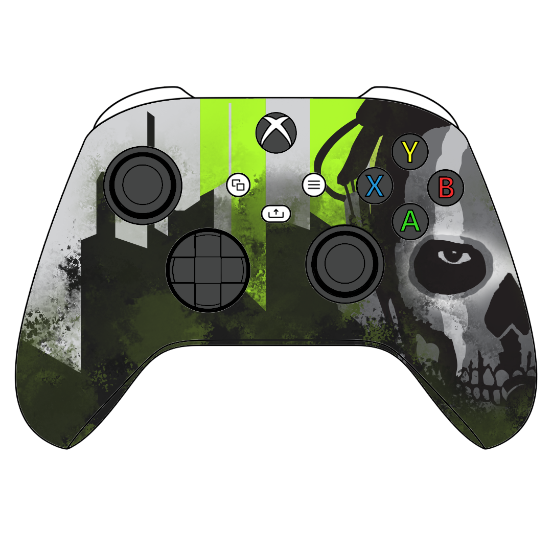 Custom Airbrushed Controller Microsoft Xbox Series X - Xbox One S - Modern Warfare 2 Ghost Call Duty 