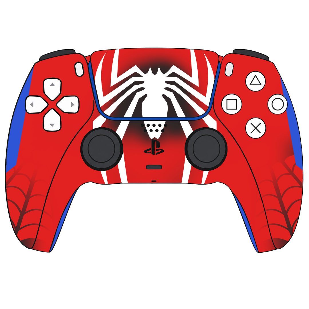 Custom Airbrush Controller Sony Playstation 5 PS5 - Web Slinger Spiderman Superhero Great Power