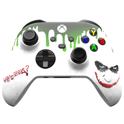 Custom Airbrush Controller Microsoft Xbox Series X - Xbox One S - Why So Serious Joker Drip Bat Man