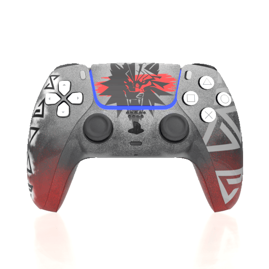 Custom Airbrush Painted Sony PlayStation 5 Controller PS5 - Wolf Witcher Folklore Fantasy Runes Elements Game Tv Series Geralt Dark Horror