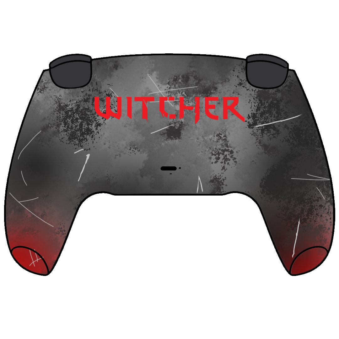 Custom Airbrush Painted Sony PlayStation 5 Controller PS5 - Wolf Witcher Folklore Fantasy Runes Elements Game Tv Series Geralt Dark Horror