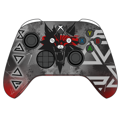 Custom Controller Microsoft Xbox Series X - Xbox One S - Wolf Witcher Folklore Fantasy Runes Elements Game Tv Series Geralt Dark Horror