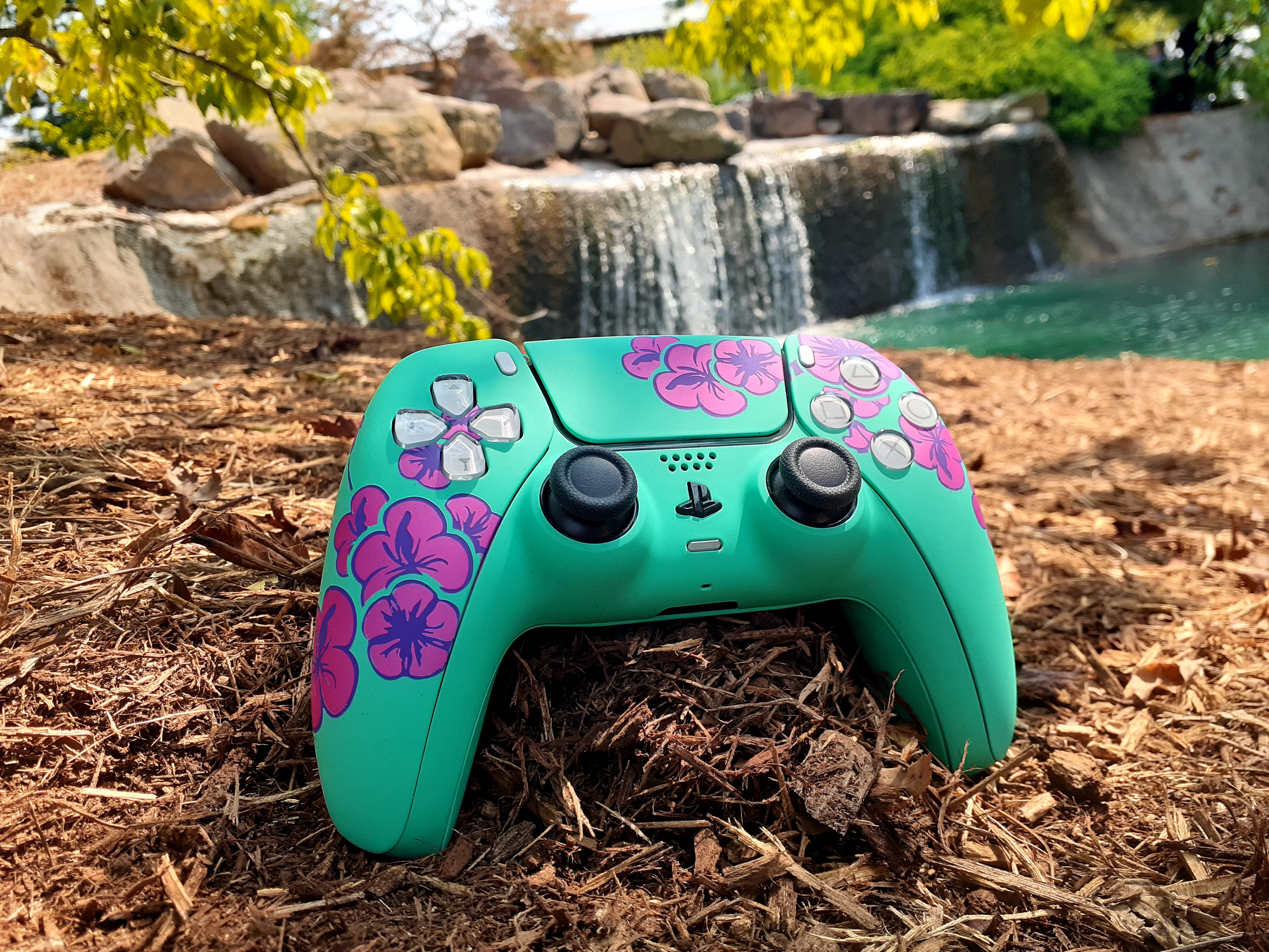 Custom Airbrush Painted Sony PlayStation 5 PS5 - Green Tea Sad Boy Boi Cherry Blossom Pink Teal Can 99 Cents 
