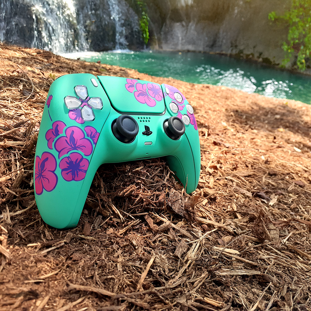 Custom Airbrush Painted Sony PlayStation 5 PS5 - Green Tea Sad Boy Boi Cherry Blossom Pink Teal Can 99 Cents 