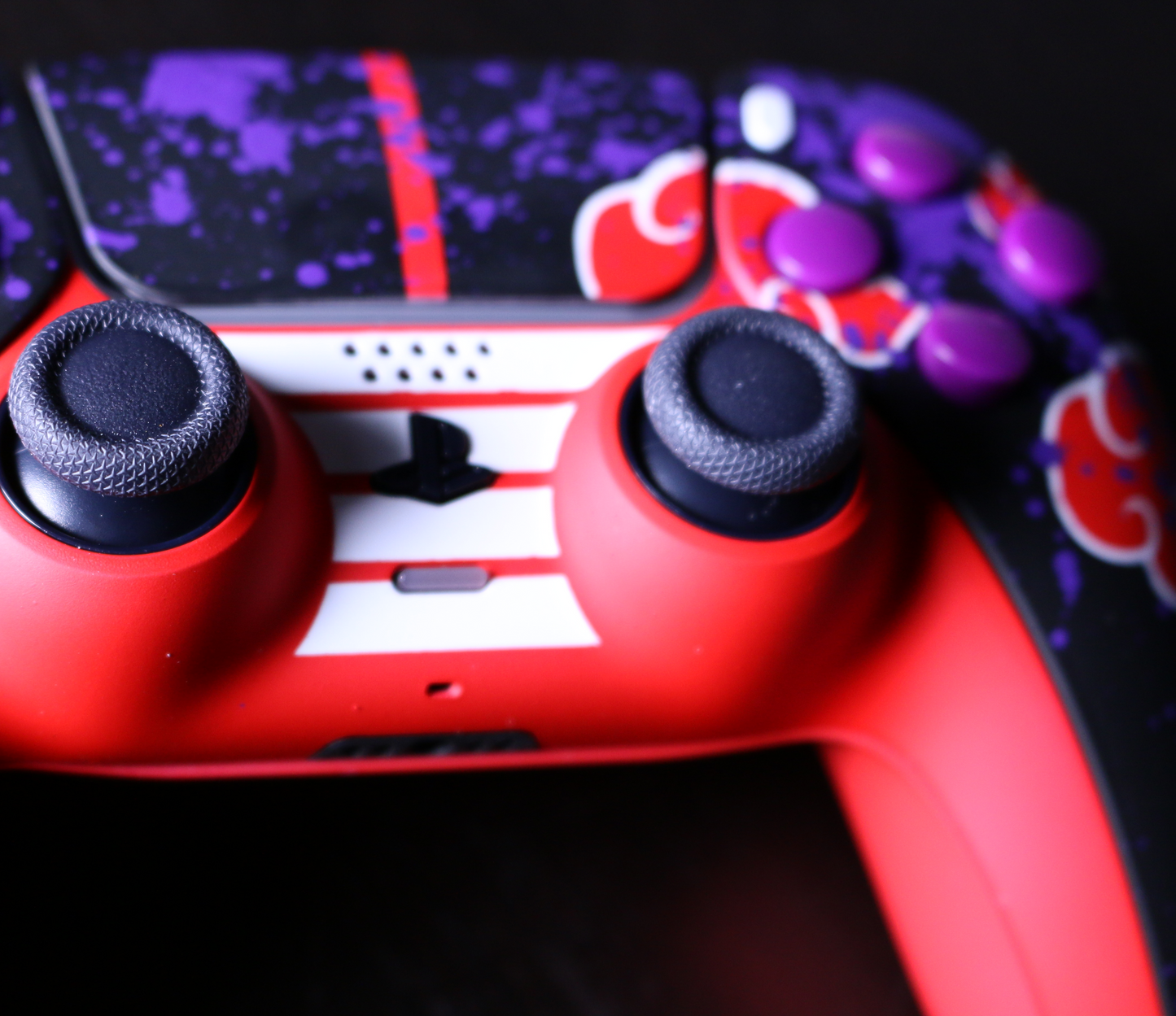 Custom Controller Sony Playstation 5 PS5 - Shinobi Dawn Anime Akatsuki Villains Ninja Purple Splatter Buttons