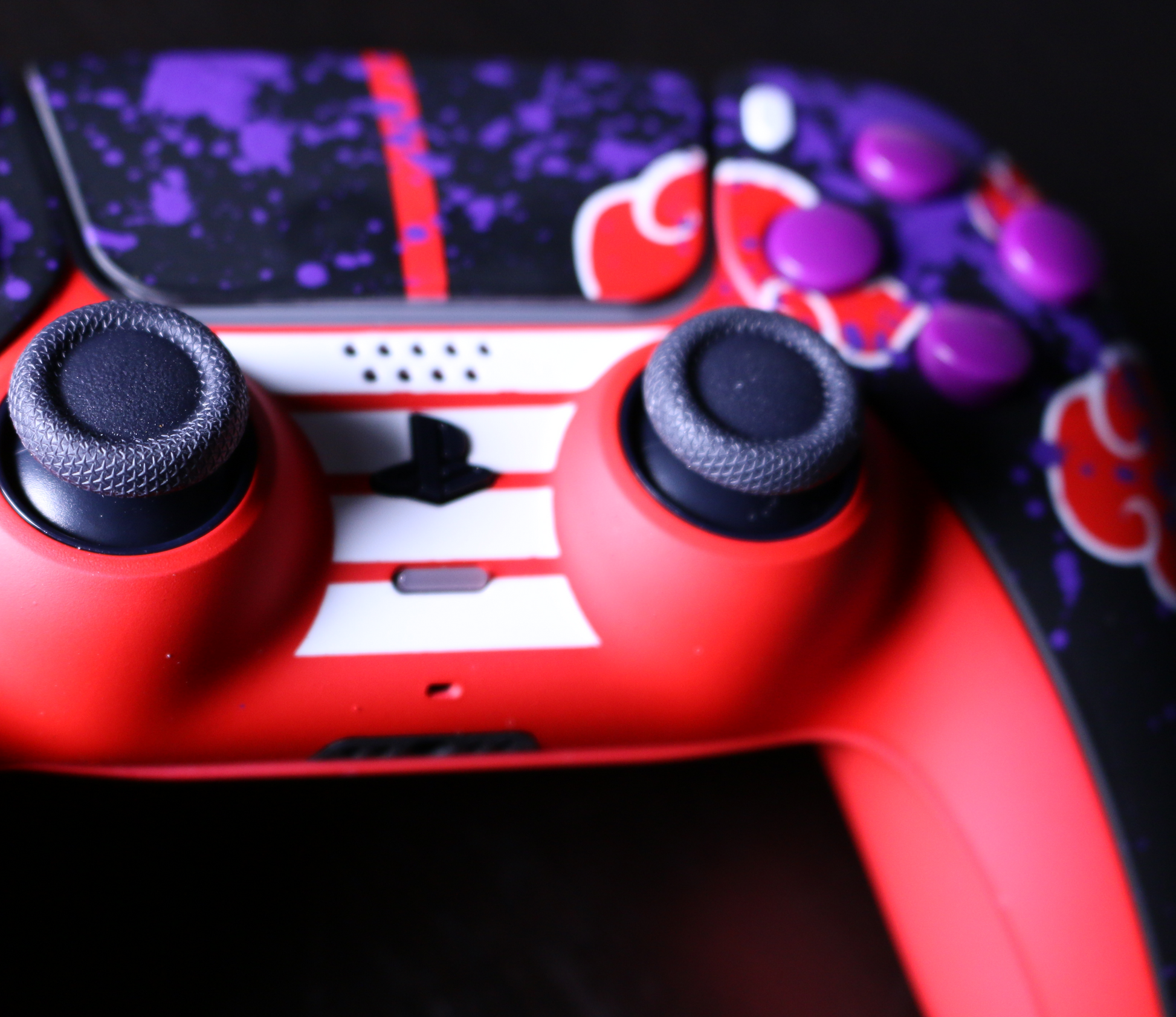 Custom Controller Sony Playstation 5 PS5 - Shinobi Dawn Anime Akatsuki Villains Ninja Purple Splatter Buttons