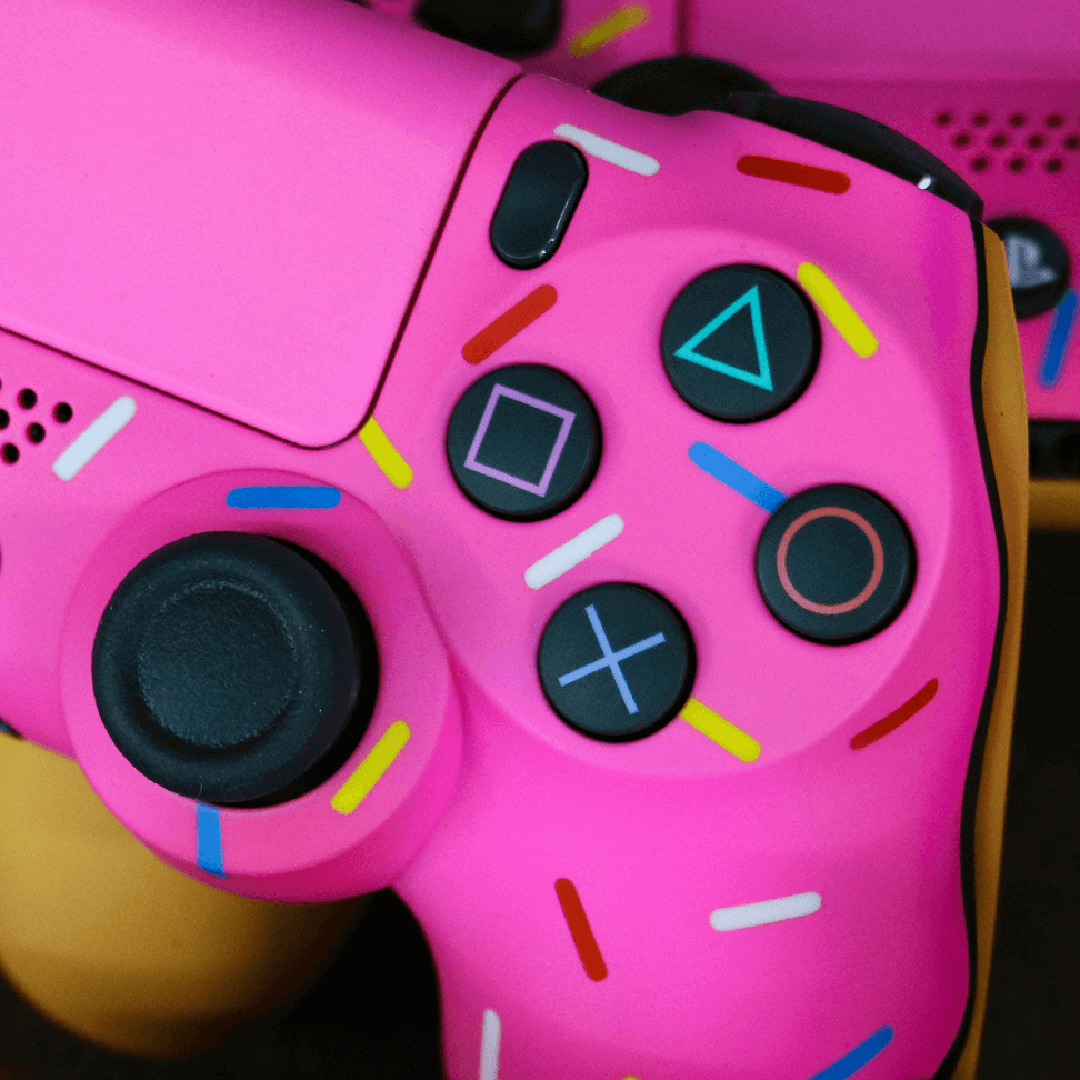Custom Controller Sony Playstation 4 PS4 - Glazed Fresh Donut Homer Food Pastry Sprinkles Pink