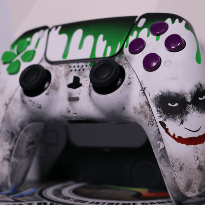 Custom Controller Sony Playstation 5 PS5 - Why So Serious Joker Drip Bat Man Purple Green Buttons