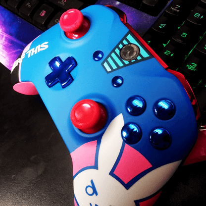 Custom Controller Microsoft Xbox One S -  D.VA Overwatch Nerf This Bunny Blue Buttons FPS First Person Shooter