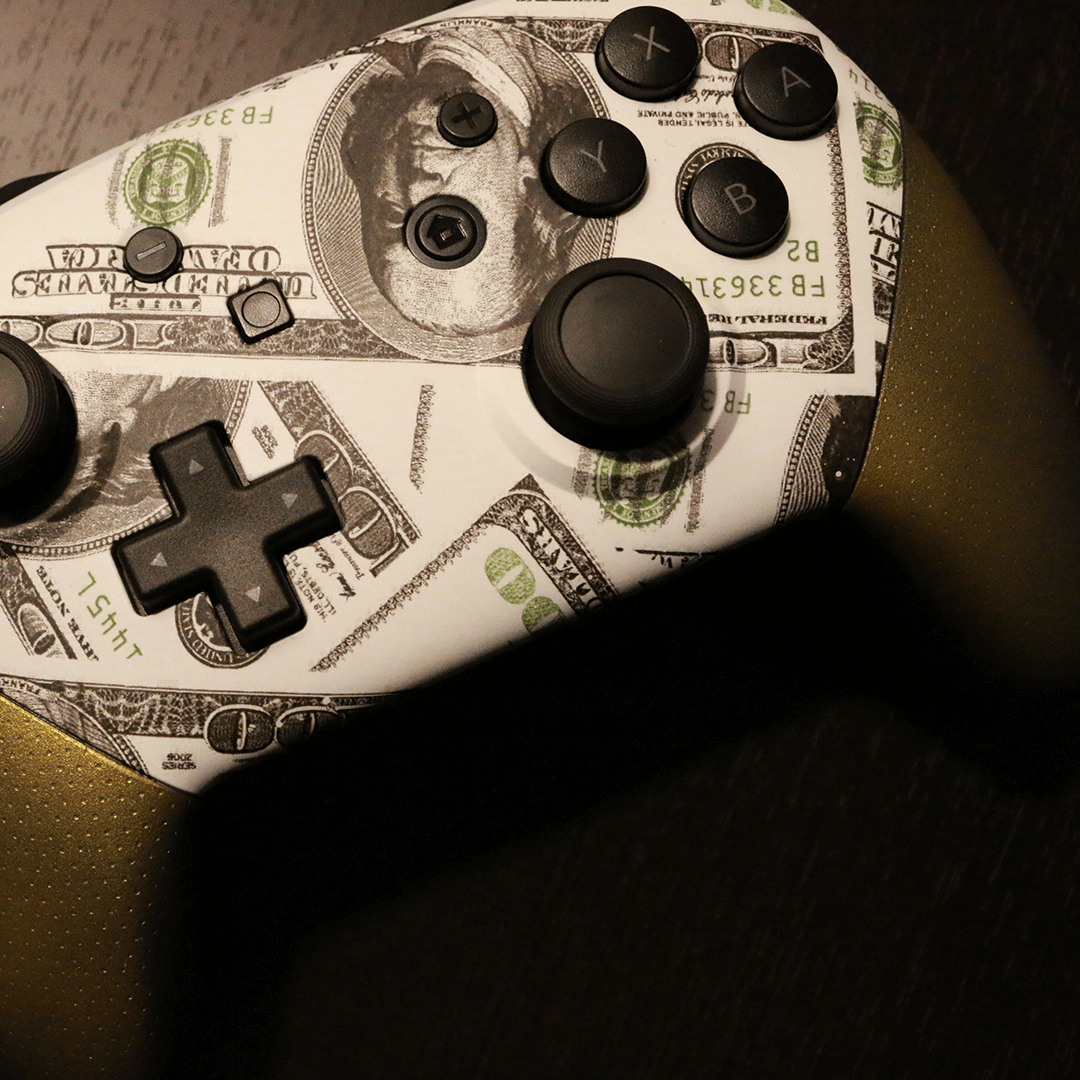 Custom Controller Nintendo Switch Pro - Playa Dollar Bills Benjamin Franklin Cash