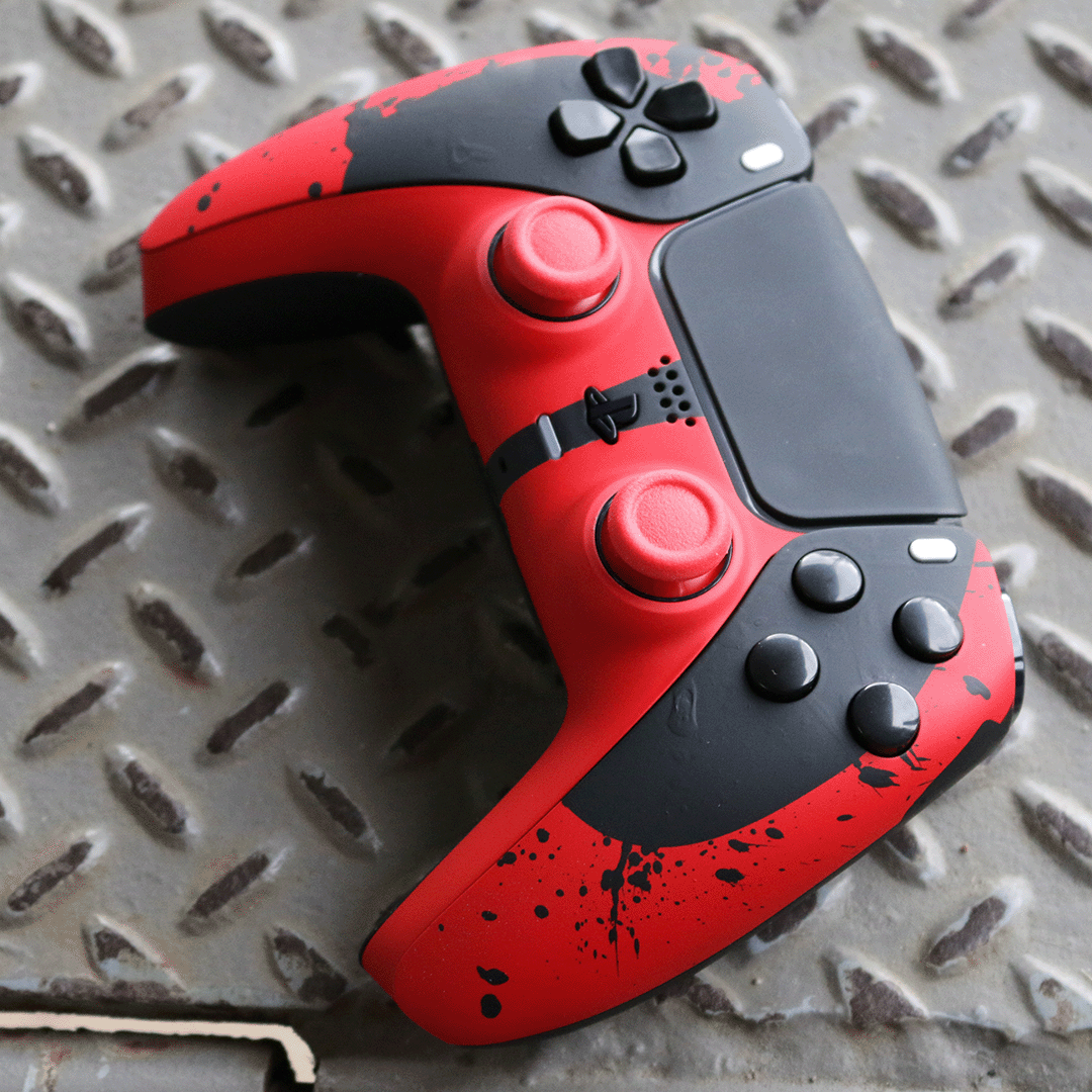 Custom Controller Sony Playstation 5 PS5 - Maximum Effort Deadpool Merc With A Mouth White Buttons
