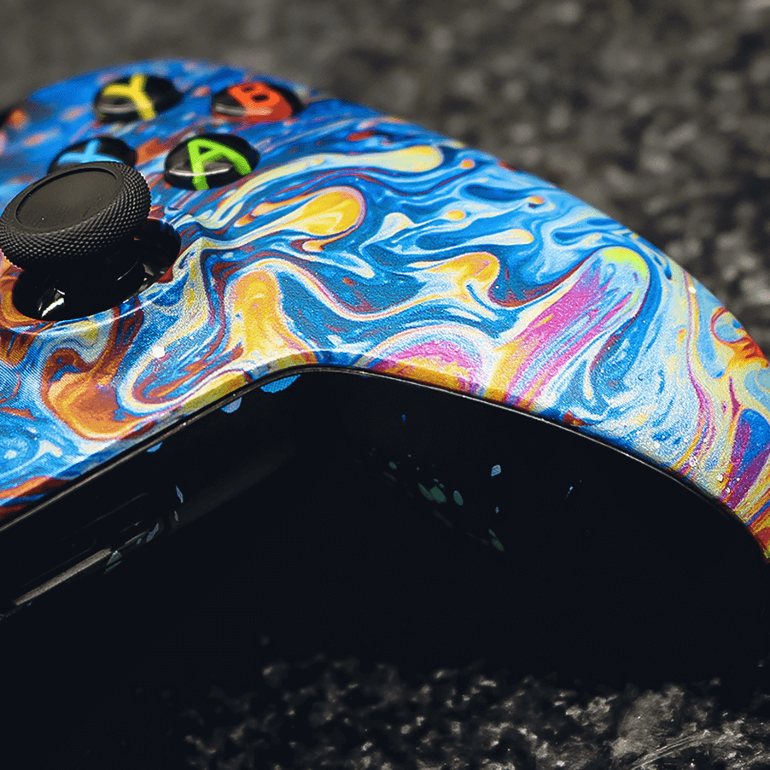 Custom Airbrush Controller Microsoft Xbox Series X - Xbox One S - Elegant Oil Water Trippy Rainbow psychedelic