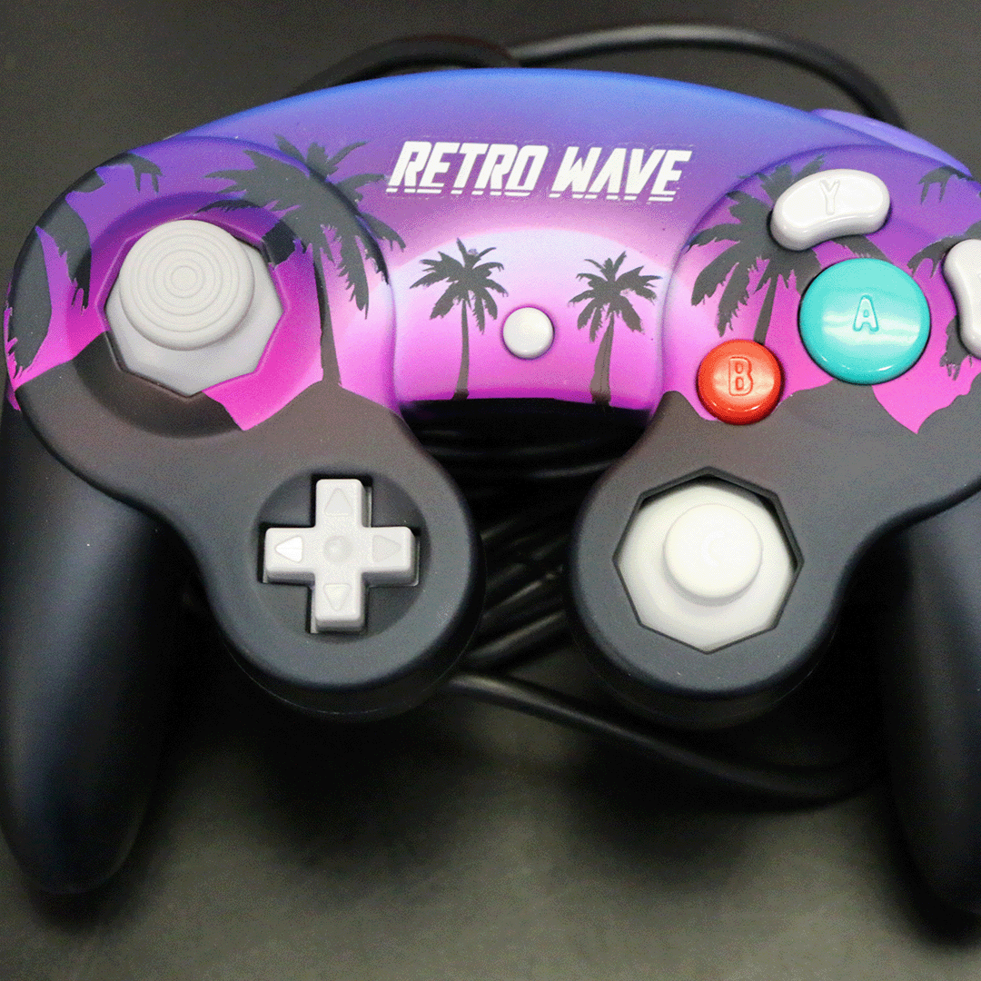 Custom Controller Nintendo gamecube - Retrowave Tropical Sunset Retro