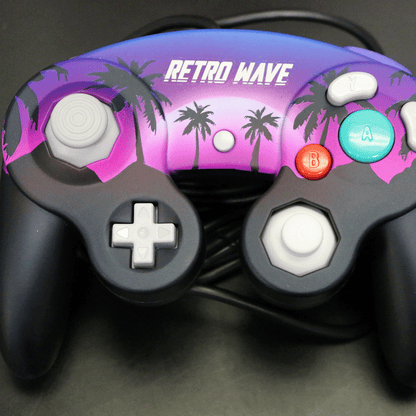Custom Controller Nintendo gamecube - Retrowave Tropical Sunset Retro