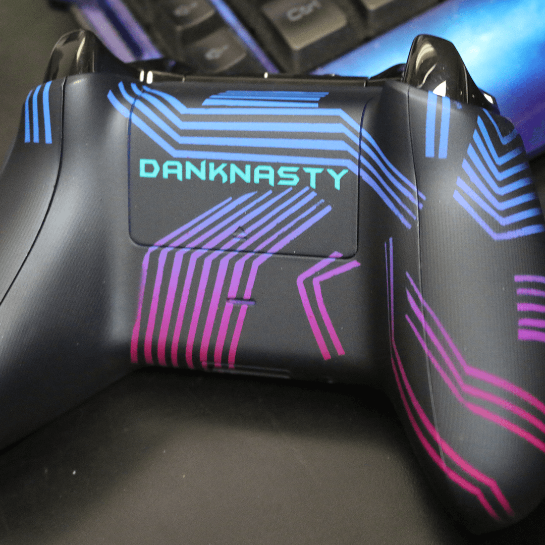 Custom Controller Microsoft Xbox Series X - Xbox One S - Retrowave Tropical Sunset Retro Gamer Tag