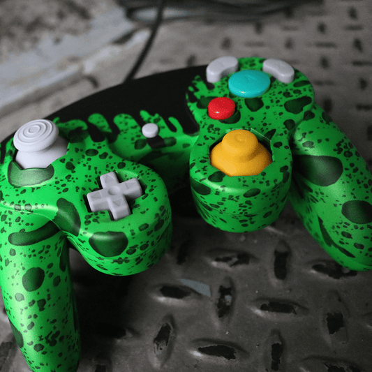 Custom Controller Nintendo Gamecube - Toxic Demize Drip Green Black